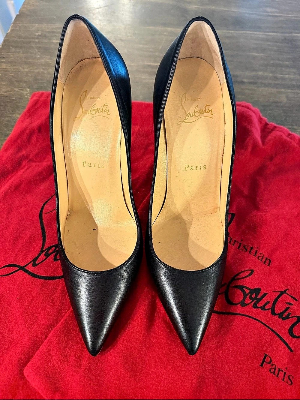 Christian Louboutin Kate 100 Nappa Leather Pump Pumps Black & Red EU 36.5
